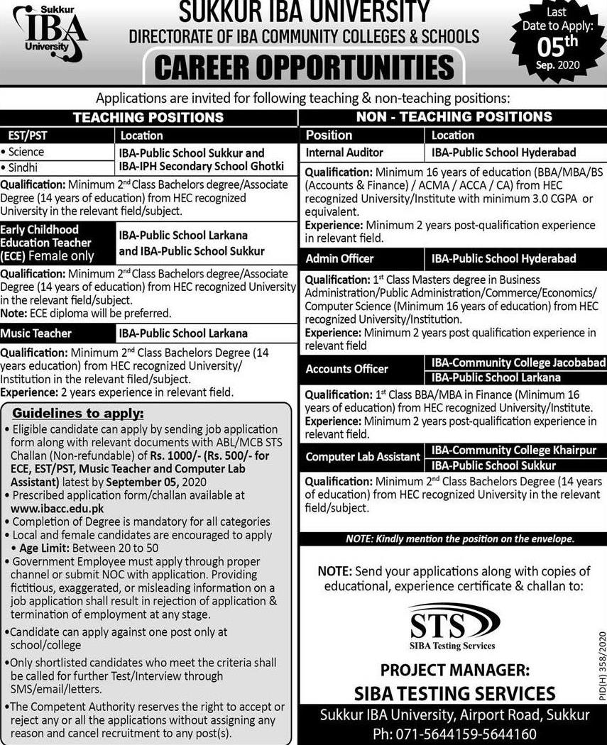 Jobs in Karachi-Sukkur IBA University-2020 Jobs 