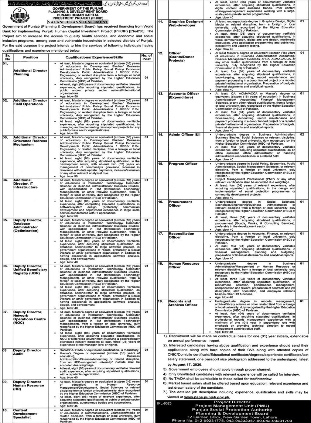 Jobs in Lahore Planning & Development Board