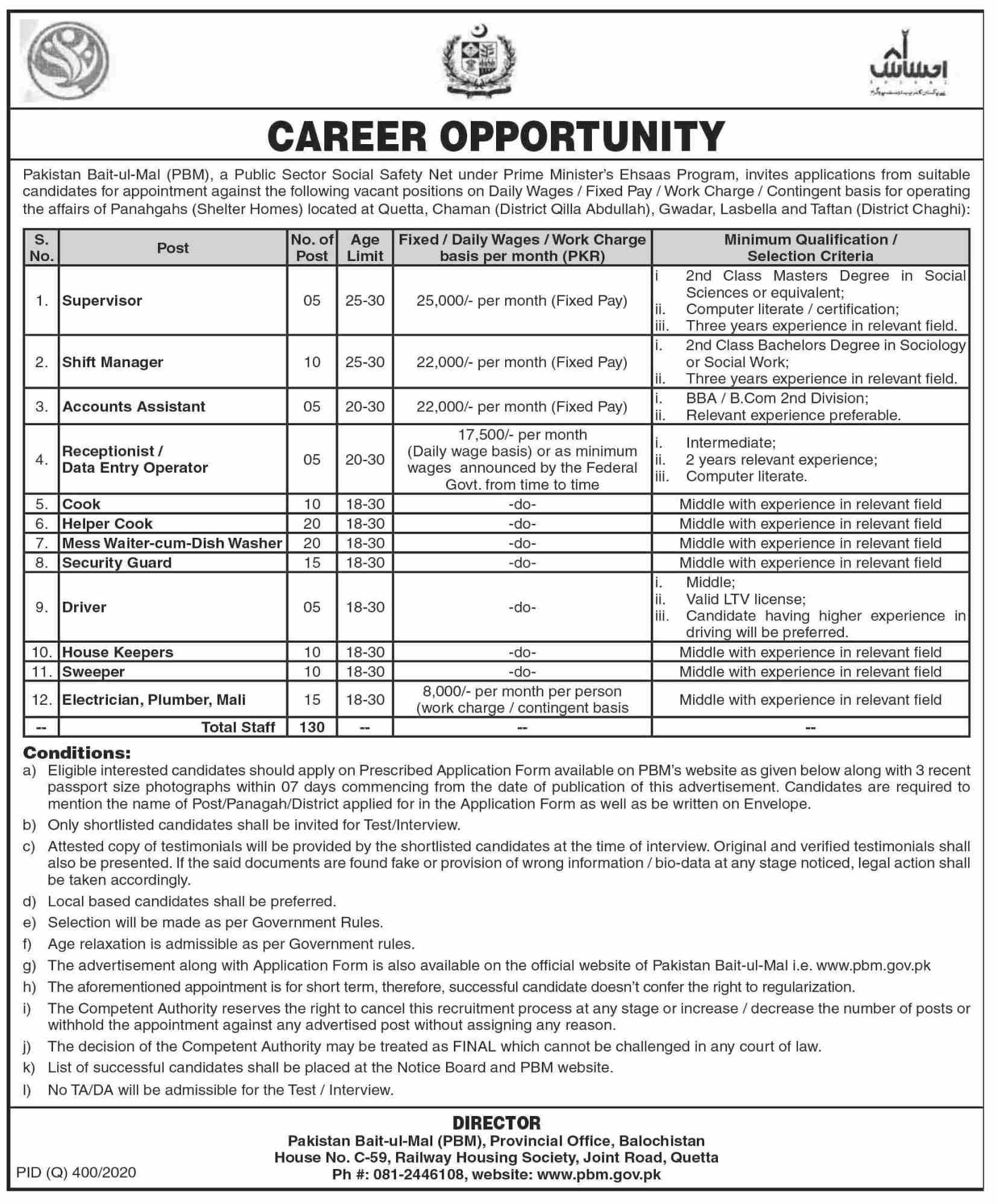 Latest Jobs in Pakistan Bait-ul-Mal 2020