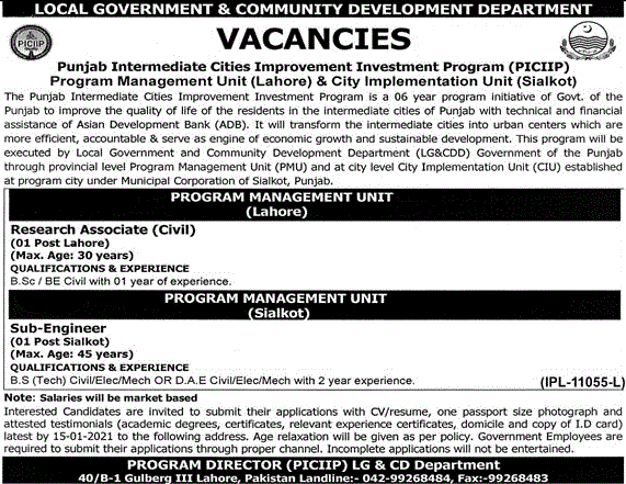 LGCDD Jobs in Punjab 2021, Lahore & Sialkot