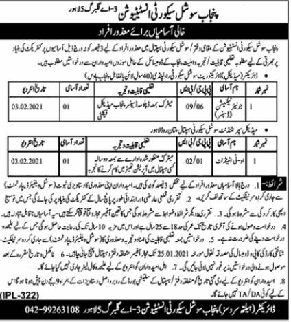 Jobs in Lahore 2021-Punjab Employees Social Security 