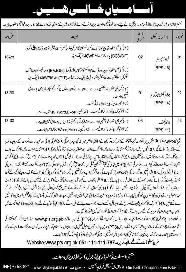 Government Malakand Jobs in Deputy Commissioner Office
