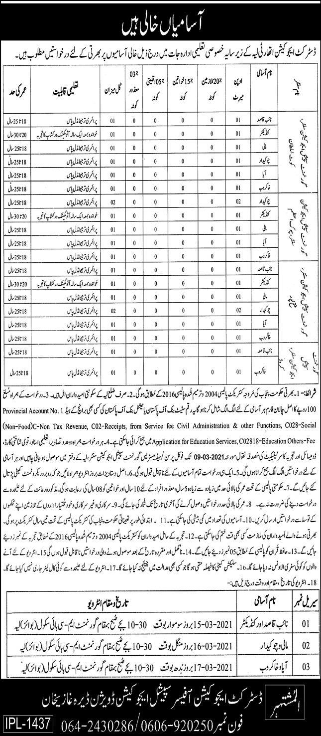 Govt Jobs in District Education Authority Layyah 