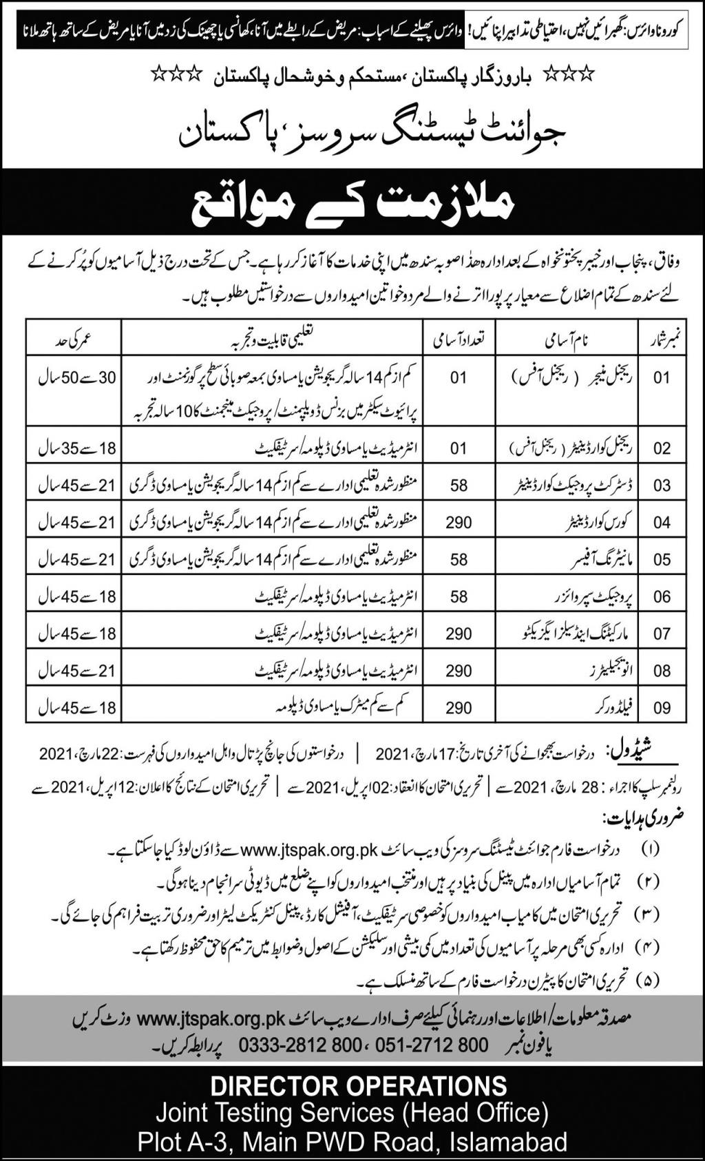Joint Testing Services JTS Jobs in Pakistan 2021