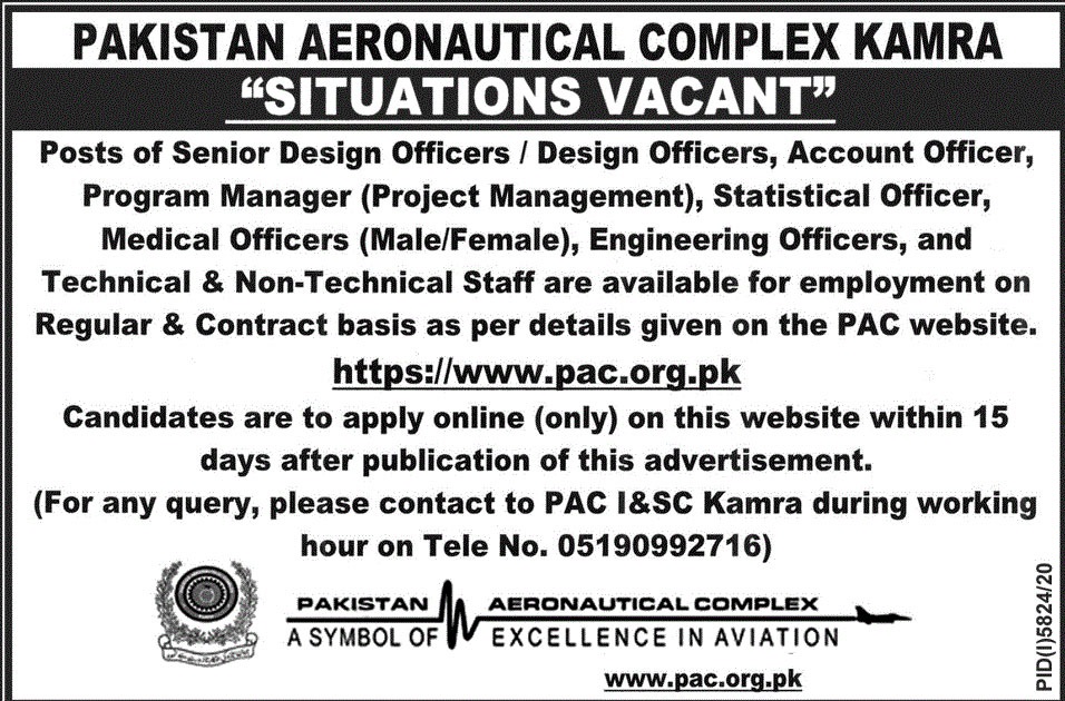 PAC Kamra Jobs in Pakistan Aeronautical Complex 