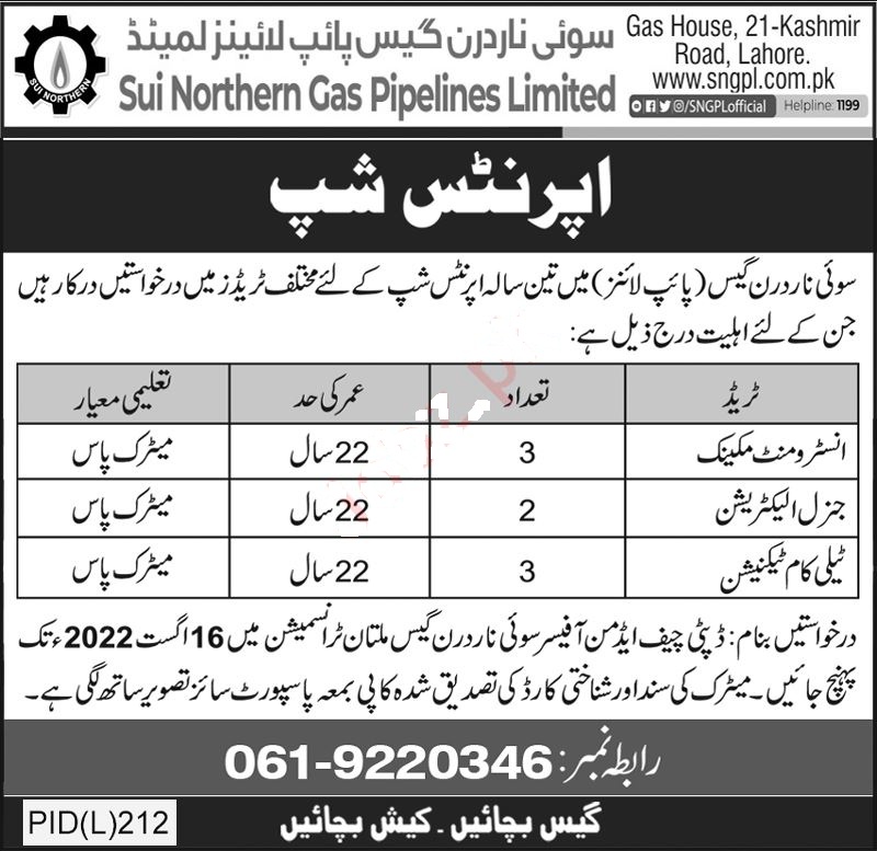 Sui Northern Gas Pipelines Limited Jobs