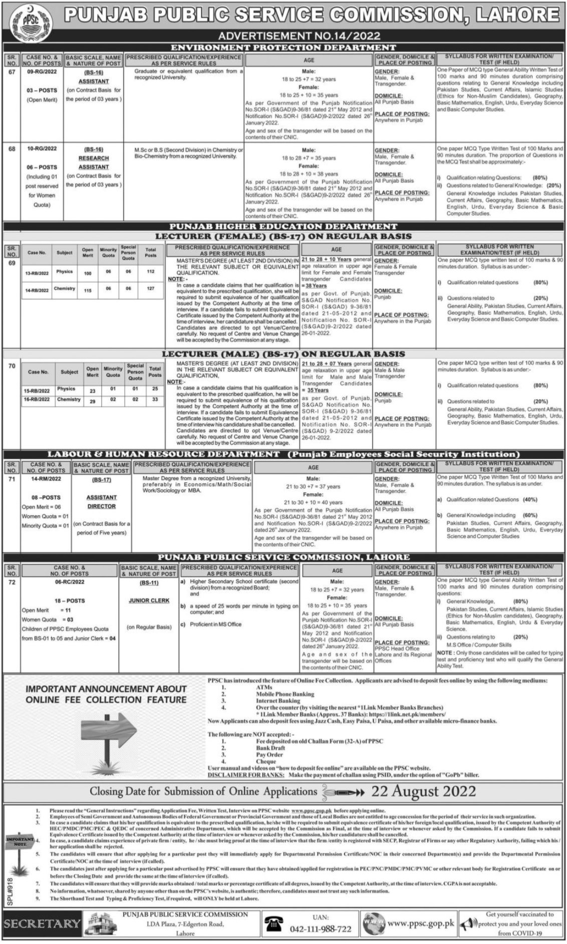 jobs in punjab public service commission ppsc