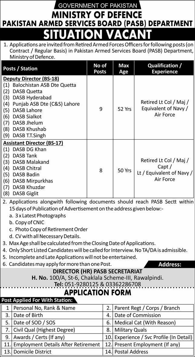 Govt Jobs in Ministry of Defence