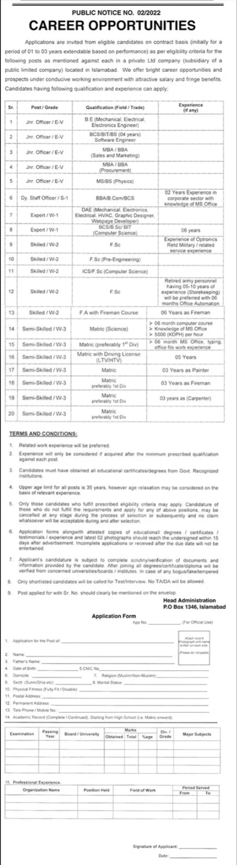 jobs in government organization islamabad 2022